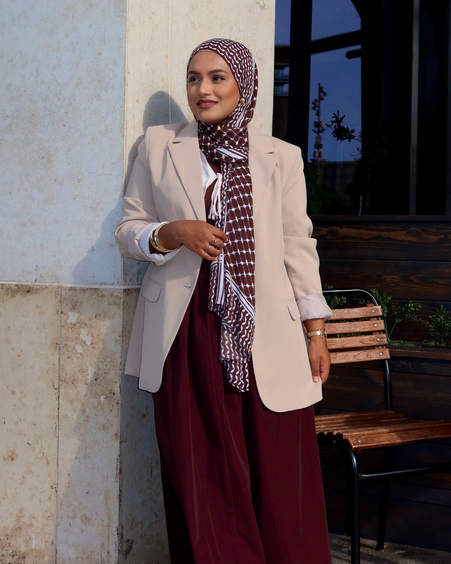 Keffiyeh Modal Hijab - Coffee Brown