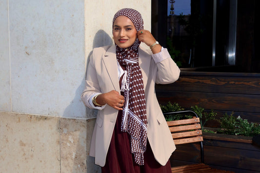 Keffiyeh Modal Hijab - Coffee Brown