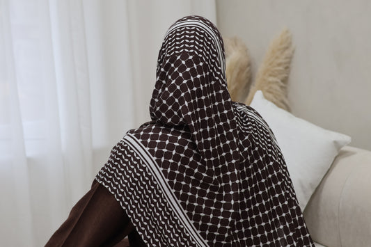 Keffiyeh Modal Hijab - Coffee Brown
